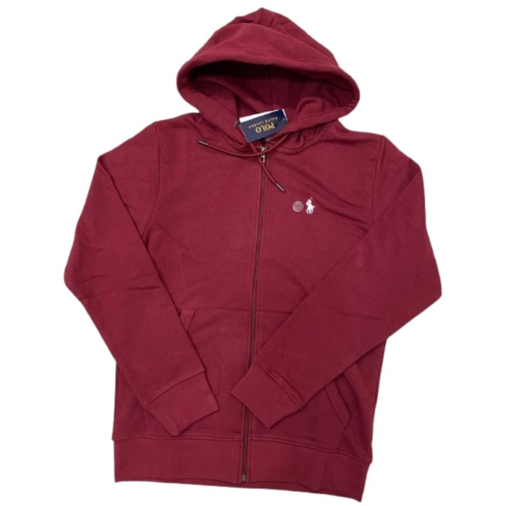 NWT Polo Ralph Lauren Men's Double-Knit Full Zip Hoodie Wine Red Size S-XXL